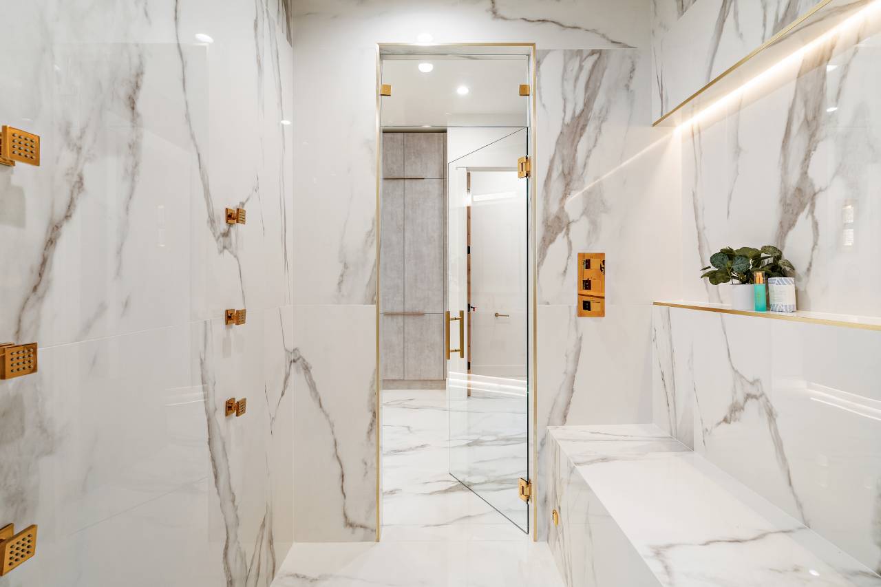 Gold And Marble Shower